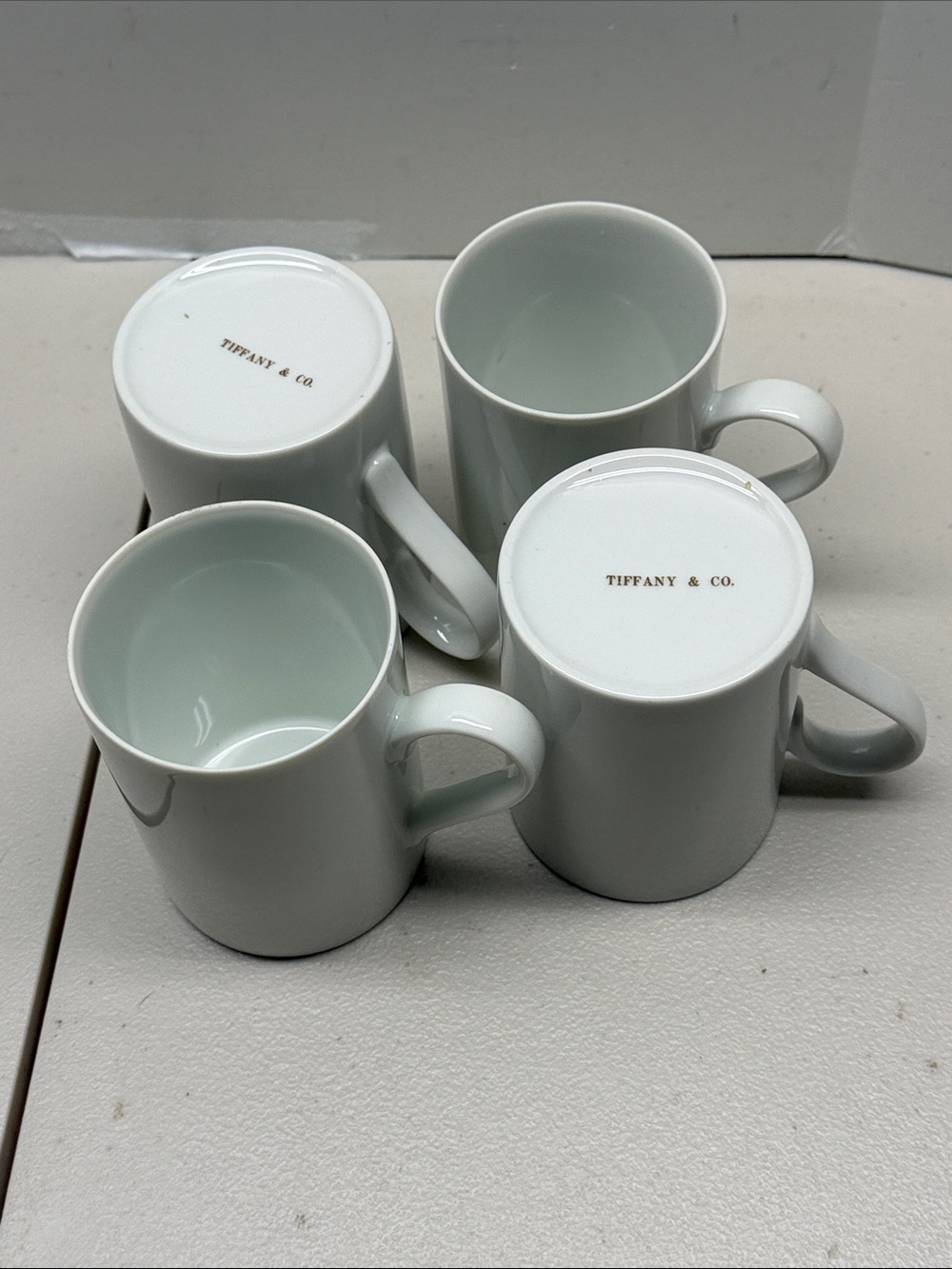 Tiffany & Co. White Porcelain Mugs – Set of 4